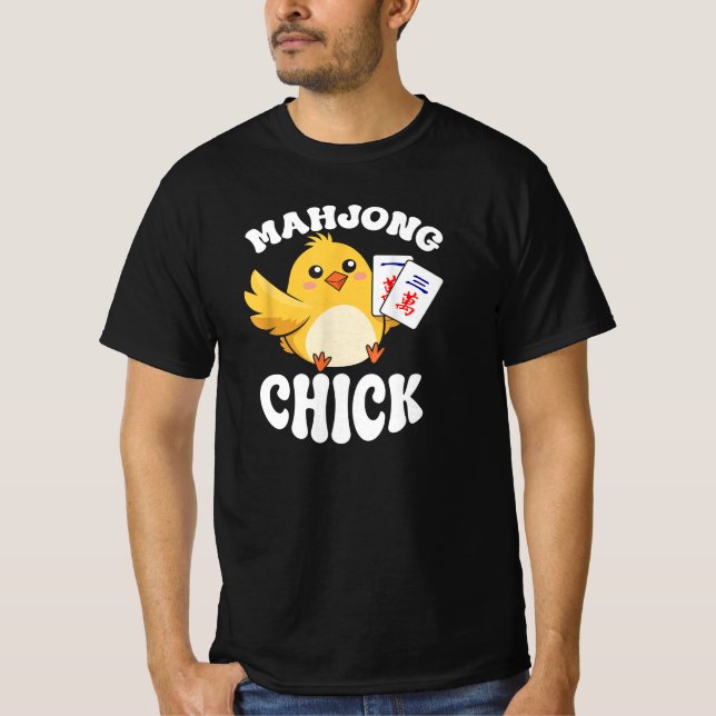 Camiseta Jugador de juegos de mesa de Mahjong Chick (Anverso)