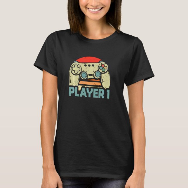 Camiseta Jugador de juegos de pareja 1 2 3 Papel de mamá y  (Anverso)
