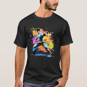 Camiseta Jugador De Karate Clásico Colorido Arte De Salpica
