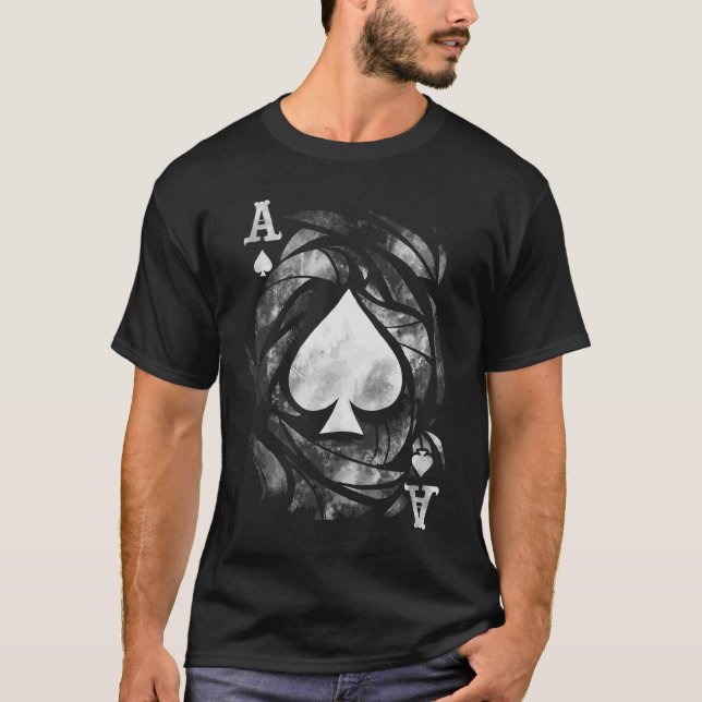 Camiseta Jugador De La Tarjeta De Efecto Grunge Ace Of Spad (Anverso)