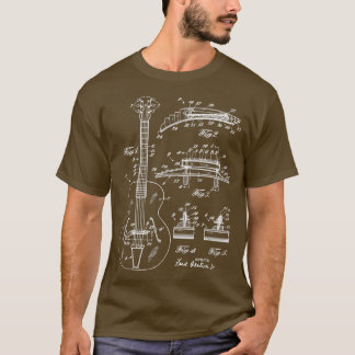 Camiseta Jugador de Música Dibujante Icónica Patente Guitar