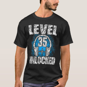 Camiseta Jugador de nivel 35 cumpleaños desbloqueado 35 año