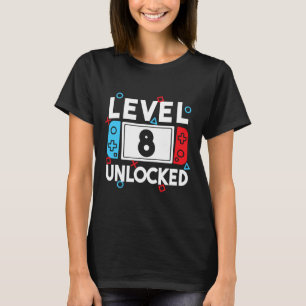 Camiseta Jugador de nivel 8 desbloqueado Cumpleaños número 