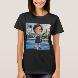 Camiseta Jugador de Padel Caricatura Negra Cabeza Personali