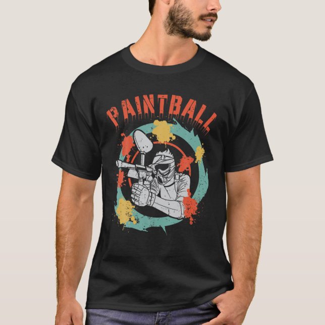Camiseta Jugador de Papeleta Paint Ball Splatter Retro Vint (Anverso)
