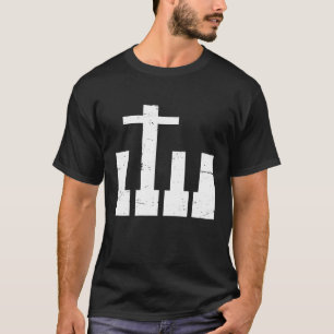 Camiseta Jugador de piano de cruz cristiana Lecciones de pi
