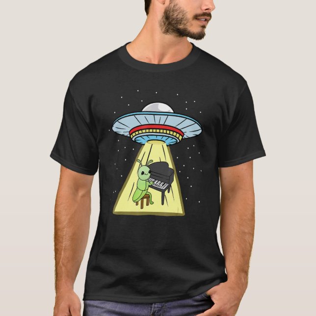 Camiseta Jugador De Piano De Grasshopper Ufo Abducción (Anverso)