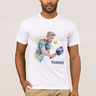 Camiseta Jugador de Pickleball con Pelota - Estilo Acuarela