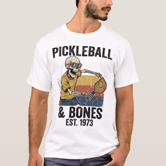 Camiseta Jugador de Pickleball Esqueleto Genial Diseño Vint