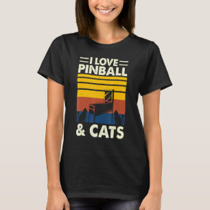 Camiseta Jugador de Pinball Ama Juego de Pinball Gatos Jue