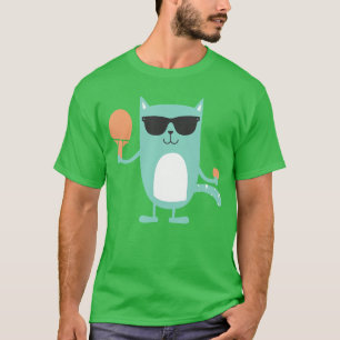 Camiseta Jugador de Ping Pong con Gato Paleta Juego Deporte