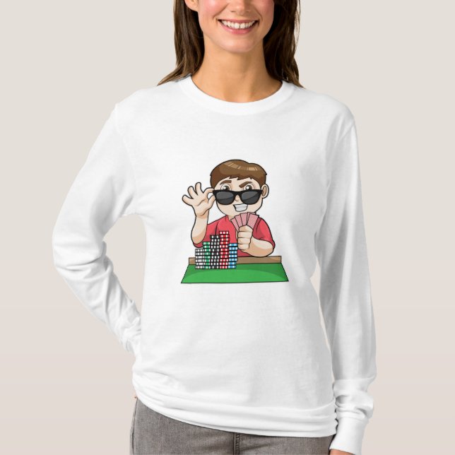 Camiseta Jugador de póquer con gafas de sol (Anverso)