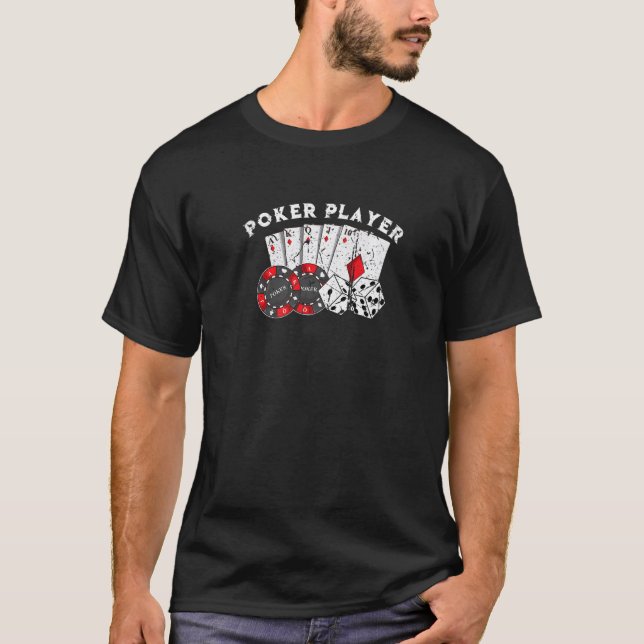 Camiseta Jugador de Póquer Jugar Tarjetas de Casino Apuesta (Anverso)