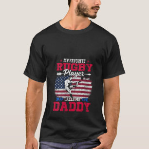 Camiseta Jugador de rugby de bandera estadounidense retro f