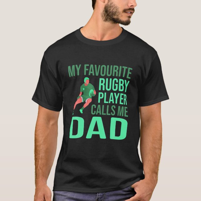 Camiseta Jugador de rugby favorito de los hombres me llama  (Anverso)
