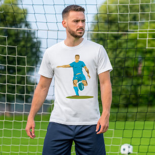 Camiseta Jugador de Rugby Pateando Balón Deportes Atléticos