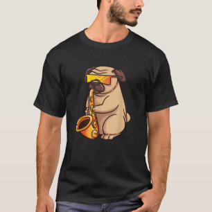 Camiseta Jugador de Saxofón Pug Jazz Band Música y Amante d