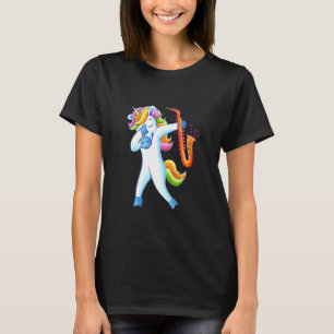 Camiseta Jugador de Saxofón Unicornio Haciendo Dabbing Saxo