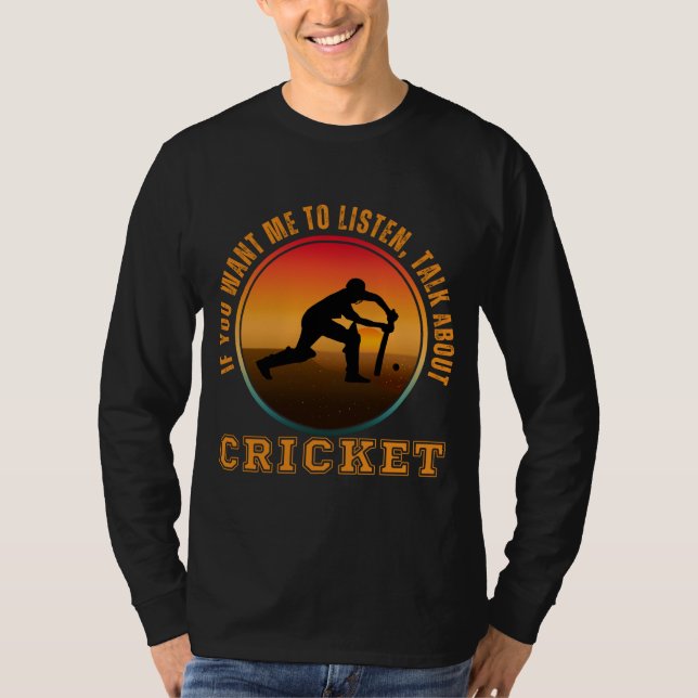 Camiseta Jugador de silueta de época de divertidos cricket (Anverso)
