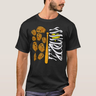 Camiseta Jugador de Softball Halloween Skeleton Costume Hal