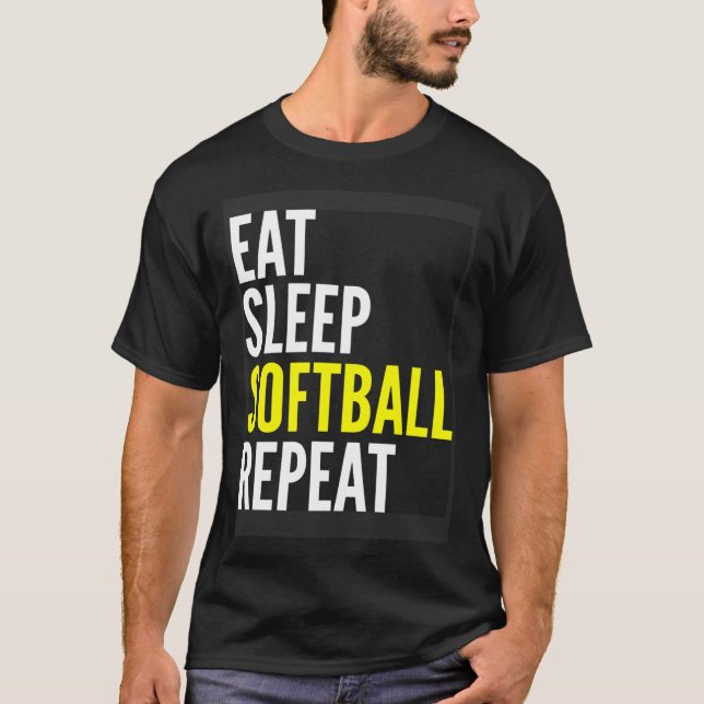 Camiseta Jugador de Softbol Comer Sleep Sofball Repetir (Anverso)