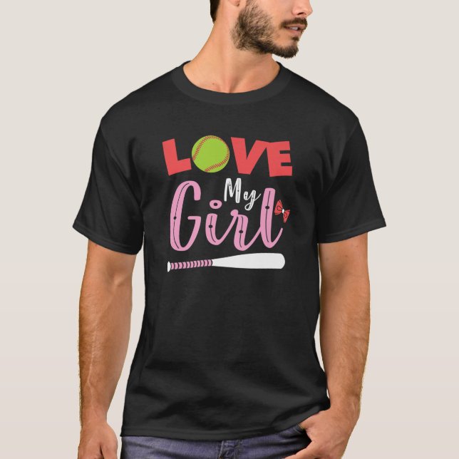 Camiseta Jugador De Softbol Mamá Cute Amor Mi Chica Ball Su (Anverso)