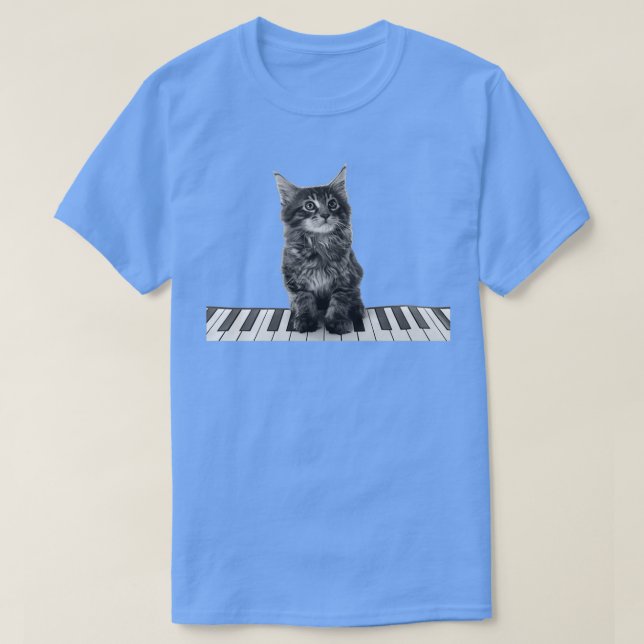 Camiseta Jugador de teclado de Piano Gato de Cute (Diseño del anverso)
