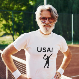 Camiseta Jugador de tenis de EE.UU. usando el punto como bo