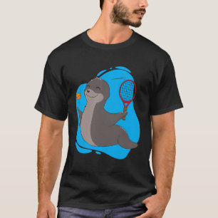 Camiseta Jugador de tenis de foca Diseño de raqueta de teni