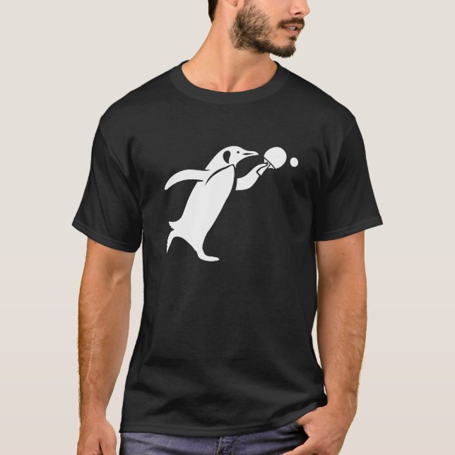 Camiseta Jugador de tenis de mesa de pingüino Silhouette Mi (Anverso)