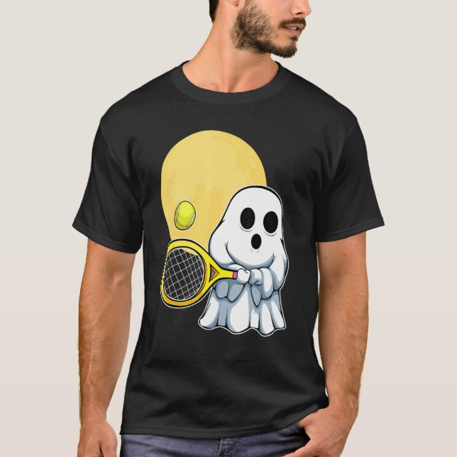 Camiseta Jugador De Tenis Fantasma Lazy Halloween Disstume  (Anverso)