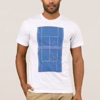 Jugador de tenis moderno de la pista de tenis azul