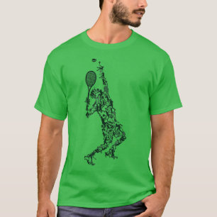 Camiseta Jugador de tenis posiciona raqueta de bolas en dib