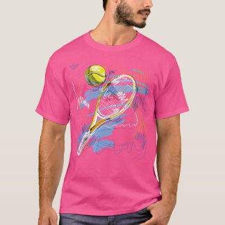 Camiseta Jugador de tenis Racket Ball Lápiz de arte Guay De