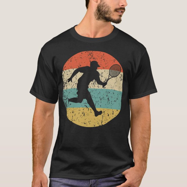 Camiseta Jugador de tenis Silhouette Retro divertido tenis  (Anverso)