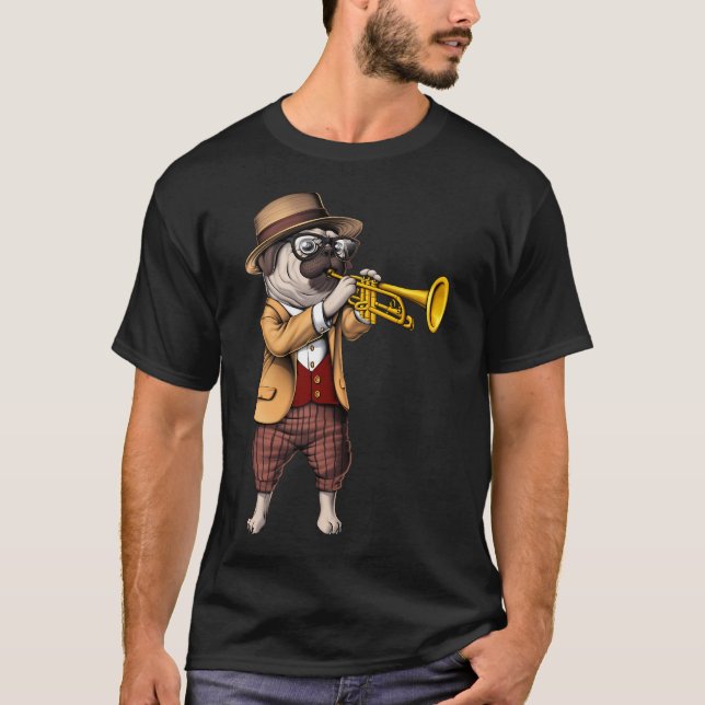 Camiseta Jugador de trompeta Pug (Anverso)