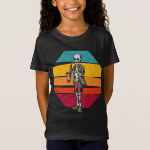 Camiseta Jugador de trompeta retro de esqueleto mexicano