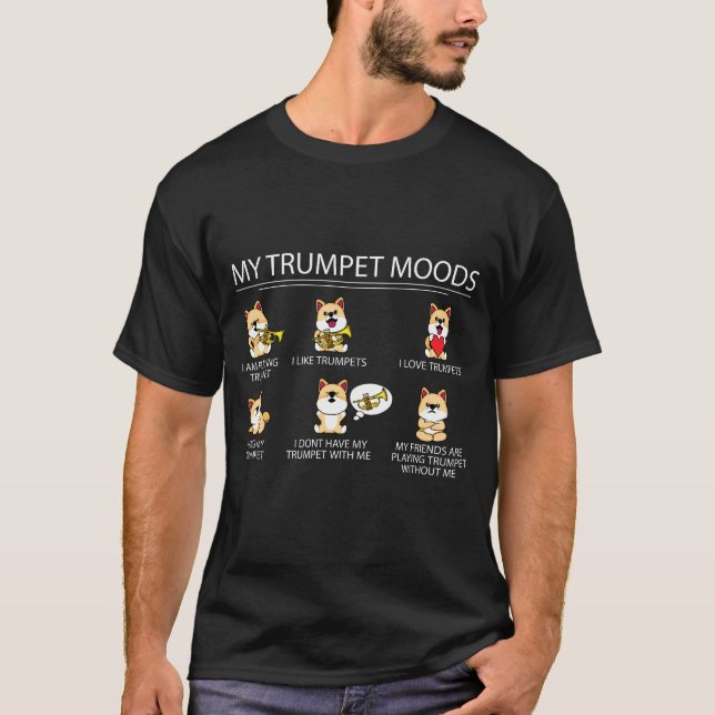 Camiseta Jugador de trompetas Cute Shiba Inu Regalo Música  (Anverso)