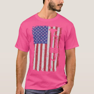Camiseta Jugador de Trumpet Bandera Americana Banda de Jazz