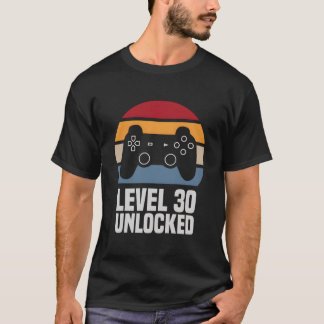 Camiseta Jugador de Video de Nivel 30 Desbloqueado