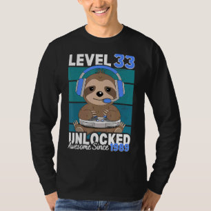 Camiseta Jugador de video de Sloth de nivel 33 desbloqueado