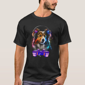 Camiseta Jugador de video del jugador de perro de perro de