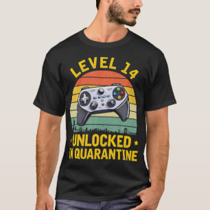 Camiseta Jugador de vídeo desbloqueado de nivel 14 cumpleañ