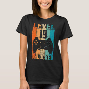 Camiseta Jugador de video desbloqueado de nivel 19 cumpleañ