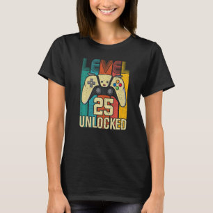 Camiseta Jugador de video desbloqueado de nivel 25 cumpleañ