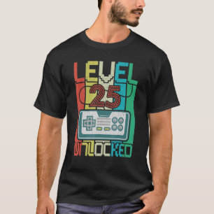 Camiseta Jugador de video desbloqueado de nivel 25 cumpleañ