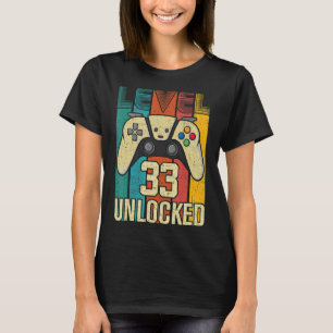 Camiseta Jugador de video desbloqueado de nivel 33 cumpleañ