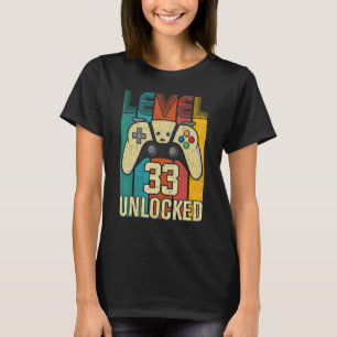 Camiseta Jugador de video desbloqueado de nivel 33 cumpleañ