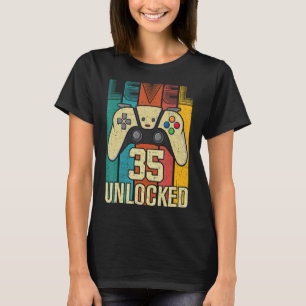 Camiseta Jugador de video desbloqueado de nivel 35 cumpleañ