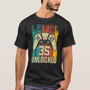 Camiseta Jugador de video desbloqueado de nivel 35 cumpleañ